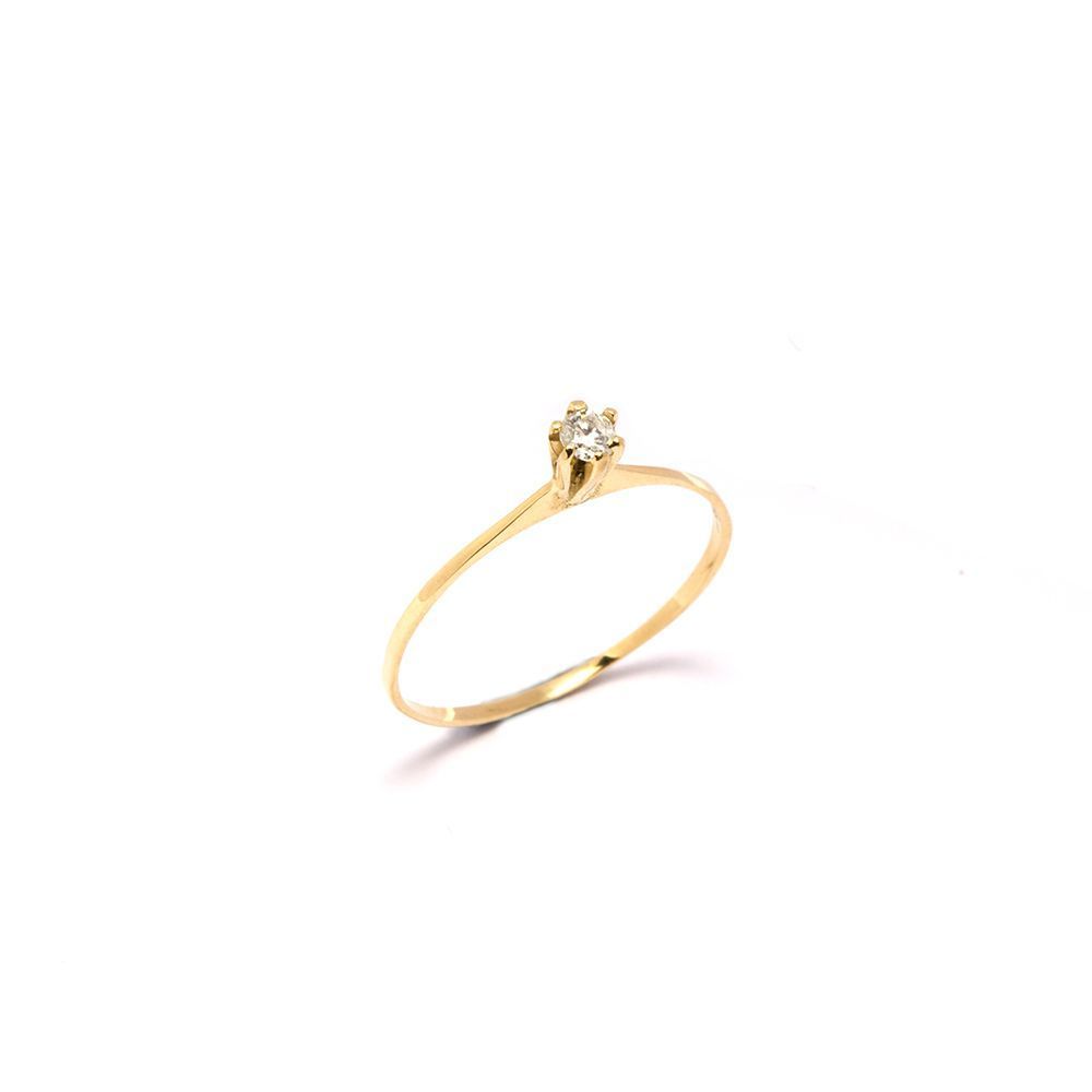 Anel Solit�rio em Ouro 18 Kilates - 21006